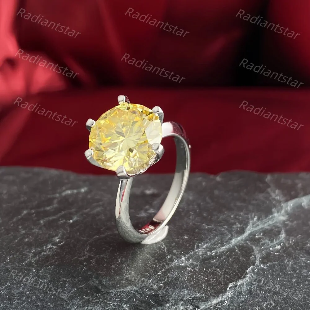 NEW Certified 5 ct. t.w. Lemon Yellow Moissanite Solitaire 6 Prong Ring